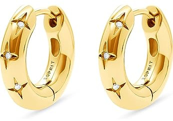 ESPRIT Damen-Creolen 925er Silber 6 Zirkonia One Size, Gelbgold 32024501
