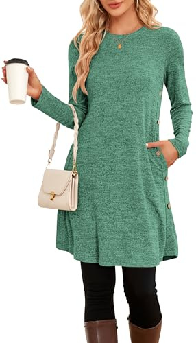 NARRAME Strickkleid Damen Herbst Winterkleider Pulloverkleid mit Taschen | Leichte und Luftig,Hautfreundlicher Stoff,Bequem Casual,Vielseitig Kombinierbar,Lockere Passform,Mit Praktischer Taschen
