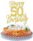 SYKYCTCY 1 Pack Happy 50th Birthday Cake Topper Gold Glitter Cheers to 50 Years Birthday Cake Pick 50 Fabulous Cake Decoration for Happy Birthday Theme Anniversary Party Supplies