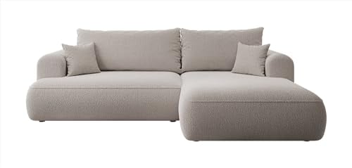 Selsey Sofa Ecksofa Eckcouch Schlafsofa Couch Mit Stauraum Schlaffunktion Pflegeleicht Polyurethanschaum L Form Links OVO Dunkelbeige Boucle Abriamo