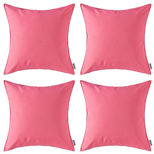 MIULEE 4er Set Outdoor Kissenbezug wasserdichte Kissenbezüge Sofakissen Dekorativ Couchkissen Wetterfeste Kissenhülle Zierkissen Bezug Weich für Sofa Couch Outdoor Garten Balkon 40x40 cm Rosa