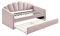Vente-unique - Lit gigogne Coquillage 2 x 90 x 190 cm - Velours - Rose - ELUSIA - pour Enfant