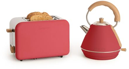 CREATE/PACK TOAST RETRO + KETTLE RETRO M/Grille-pain rouge avec bouilloire rouge/Bouilloire 1 L
