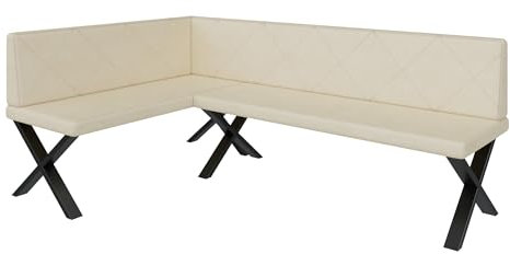 FURNISTAR Eckbank Akiko Metal X - Eckbankgruppe für Ihrem Esszimmer, Küche modern, Sitzecke, Essecke. Perfekt für Küche, Büro und Rezeption. Solide und Starke Verarbeitung. (128x196-Links-Soft18)
