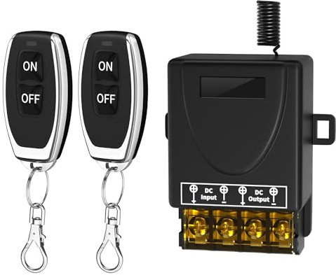 GUUZI Interruttore remoto wireless, Relè DC 12~72V/30A, Interruttore RF wireless per tutti i tipi di motori DC, Controllo apparecchi di illuminazione ecc. Con controllo a lungo raggio di 100m