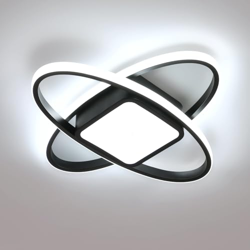 Comely LED Deckenleuchte Moderne, 42W 4725LM Schwarz LED Deckenlampe Runden Deckenbeleuchtung Lampen für Schlafzimmer, Wohnzimmer, Flur, Kaltweißes Licht 6500K, 40cm