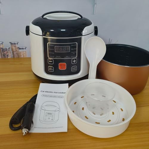 2L Rice Cooker Small, Mini Rice Cooker with Removable Nonstick Pot, Travel Cooker for Soup Grain Oatmeal Veggie, Suitable for 2‑4 People(12V)