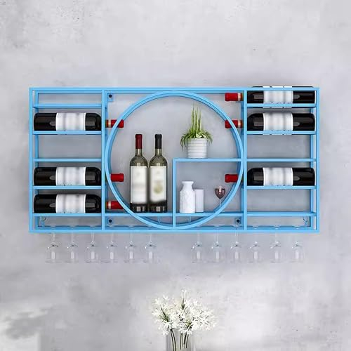 GXQFC Porte-Bouteilles Muraux Industriels, Cave Porte Bouteille Muraux Industriels Porte-Bouteilles Casier À Vin en Fer pour Cave À Vin Bar (Size:120×11×72cm,Color:Blue)