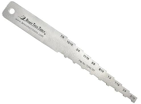Brake Lining Measuring Tool Brake Gauge Technicians Gauge Designed for Vehicle Maintenance Inspection, Labeled in 16ths - BT-1032T16