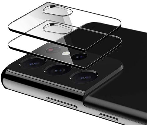 HQ-CLOUD® Pack of 2 Tempered Glass Rear Camera Lens Protector for Samsung Galaxy S21 Ultra, 9H Tempered Glass Film, Ultra HD, Anti-Scratch