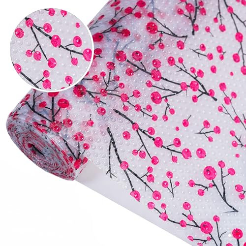 Multi-use Non-Adhesive Easy Clean Kitchen Cupboard Cabinet Fridge Shelf Liner Protector Spill Water Proof Wipeable EVA 44cm x 400cm Transparent Clear Red