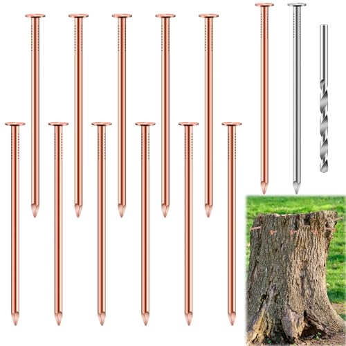 Kupfernägel-Set zum Töten von Bäumen, 8,9 cm, reine Kupfernägel, Baumstumpfreinigung, Nägel für Bäume, Baumstümpfe, Landschaftsbau und Hobbys, 14-teilig