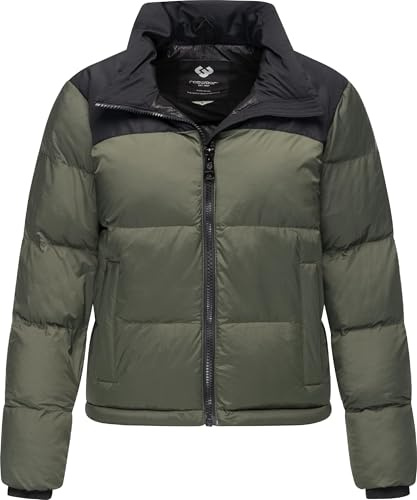 Ragwear Damen kurze Winterjacke warme Colourblocking Steppjacke mit Stehkragen Serah YOUMODO XS-6XL