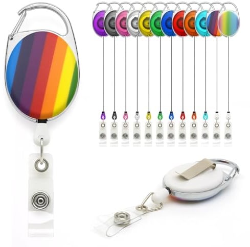 Rainbow YoYo einziehbarer Rollenhalter – von Lanyards Tomorrow ausziehbarer Ski-Ausweis, Ausweis, Kartenhalter, Sicherheits-Zugangskontrolle, Karabiner mit Metall-Gürtelclip, 100 Stück