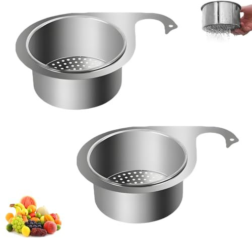 2 Pièces Panier d'Égouttage pour Évier En Acier Inoxydable, Panier pour Evier Cuisine, Egouttoir Evier Cuisine, Passoire Evier pour Filtrer Les Déchets de Cuisine et Laver Les Frufa Légumes