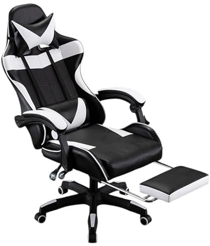 Mi Ko Mi Ka Silla Gaming para Escritorio, Oficina y Juegos Online Giratoria. Silla Cómoda de Altura Ajustable para Gaming ergonómica, de Piel sintética (SILLA-GAMING-813F-BLANCO-GJ)