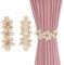MBAIYO 2 Stück Vorhang Raffhalter, Blumen Gardinen Raffhalter Elastisch Vorhang Halter mit Verstellbaren Riemen Süße Boho Dekorative Vorhanghalter Beige Gardinen Seil für Haus Büro Kinderzimmer
