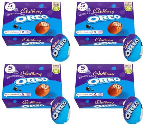 Easter Treat NewCadbury Mixed Creme Caramel, NewOreo, WhiteOreo Chocolate Eggs 5 Pack - Delicious Eggs Mixed Egg for Your Easter Celebration By Experts Supplies (x4 Pack, Oreo Egg 5 Pack)