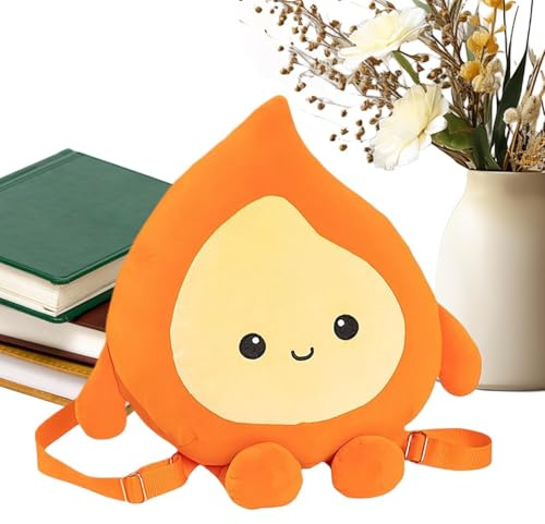 Hogvinnatil Plüsch, Rucksack Flame - Push Boll School Bag, gepolsterte Puppe, gefüllte Babytasche und verstellbare Träger für Mädchen, Orange, riferimento alla descrizione