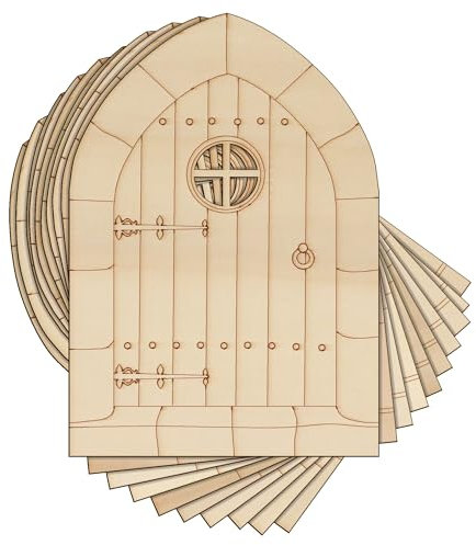 10 x porta in legno stile gotico B Craft forme 3 mm compensato edifici architettura (15 x 10,5 cm, senza foro)