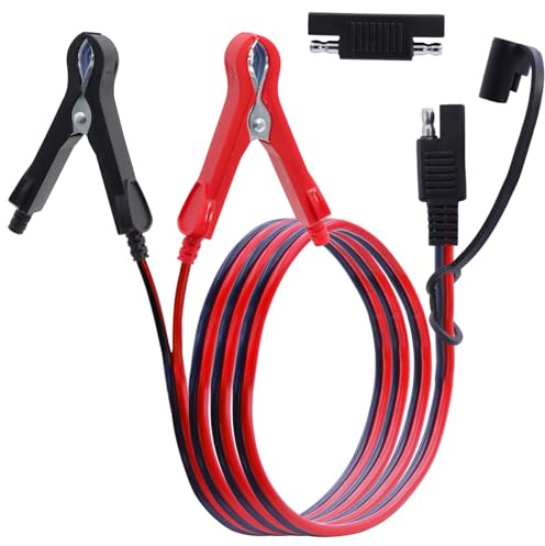 LANMINGLEL SAE auf Batterie Alligator Clip, 14AWG 12V 24V Batterie Krokodil Klemme auf SAE Verbindungskabel mit SAE Polaritätsumkehr Adapter für Motorräder, Autos,Solar Ladung(1M) B