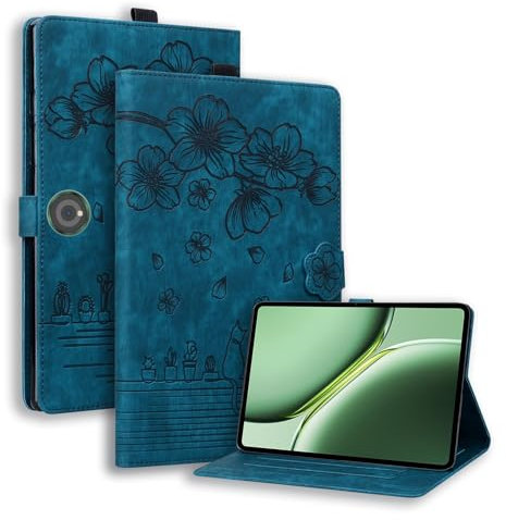 SLLMYYX Custodia per tablet compatibile con OnePlus Pad 2/OnePlus Pad Pro 12,1 pollici 2024, custodia intelligente a libro in pelle PU con motivo con fiori di ciliegio (blu)