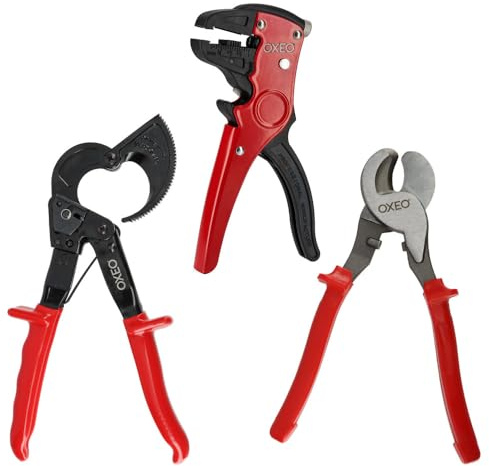 Kit électricien 3 outils - 1 pince coupe câble à cliquet - 1 pince coupante coupe câble - 1 pince à dénuder automatique