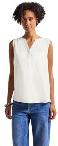 STREET ONE Damen A345868 Blusentop mit Brusttaschen, Off White, 44