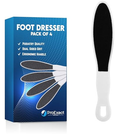 4 Pack Podiatry Foot Files for Hard Skin | Professional Foot Dresser Paddle | Double Sided Callus Remover & Exfoliate Pedicure Set for Feet | Removes Dead Dry Skin