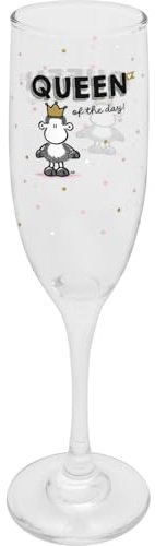 Sheepworld Sektglas Queen of the day | bedrucktes Secco-Glas, Höhe 22,3 cm, 20 cl, in Geschenkbox | Geschenk Geburtstag, Freundin | 74719