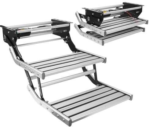 Hydravex Scale per Camper, gradini elettrici per Camper, Scale Pieghevoli in Lega di Alluminio, Sgabello per Esterni per roulotte da Viaggio e Campeggio Double-12V