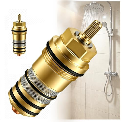 94282000 Cartouche Thermostatique en Laiton -3/4 Cartouche Thermostatique Douche Remplacement pour Hansgrohe Ecostat iBox ThermoBalance Compatible Mitigeurs Baignoire 2/3 Trous Précise ±1°C