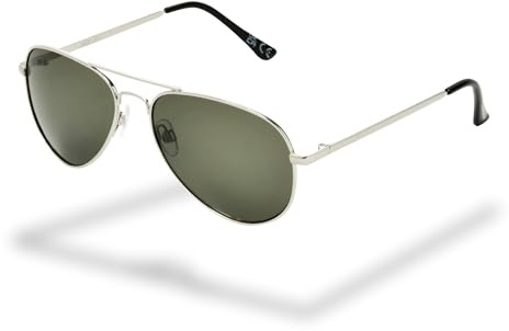 Foster Grant Aviator Sunglasses for Men & Women – Classic Pilot Silver Metal Frame with Scratch-Resistant Green Lenses & UVA-UVB Protection for Outdoor Style, Walking & Poolside Wear