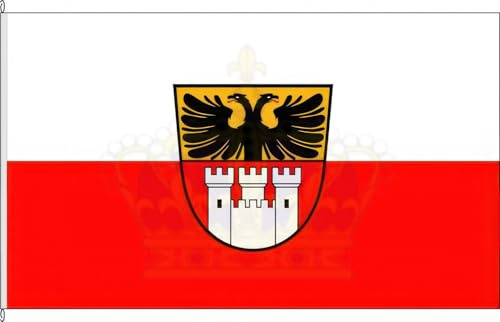 KÖNIGSBANNER Zertifizierte Flagge Fahne Duisburg - DU 40 x 60cm - Kleinflagge doppelt gesäumt mit Hohlsaum für Stab aus deutscher Flaggen-Manufaktur