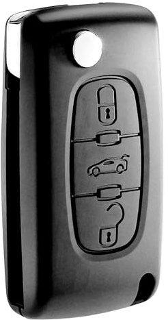 Jongo - Guscio Chiave senza Lama Compatibile con Peugeot 207sw, 307sw, 407 ridisegnata, Partner II (B9) | CE0536 | Custodia Chiave Plip Macchina Furgone Telecomando 3 Pulsanti