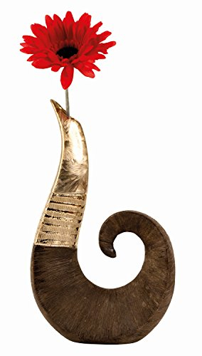 Moderne und Exklusive Deko Vase Blumenvase o. Skulptur aus Keramik Gold/braun Höhe 30 cm