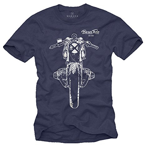 Boxer Twin R100 Motorrad T-Shirt Herren - Cafe Racer - Geschenke für Motorradfahrer blau XL