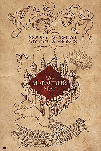 Harry Potter - Hogwarts - Marauders Map - Film Kino Movie Plakat Poster Druck - Größe 61x91,5 cm