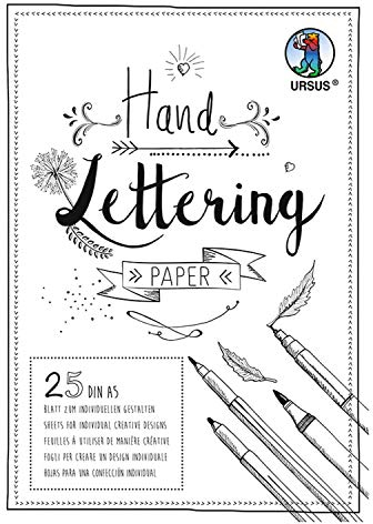 Ursus 24929201 - Handlettering Paper, weiß, DIN A5, 200 g/qm, 25 Blatt Tonkarton, ideale Grundlage zum individuellen Gestalten von Buchstaben