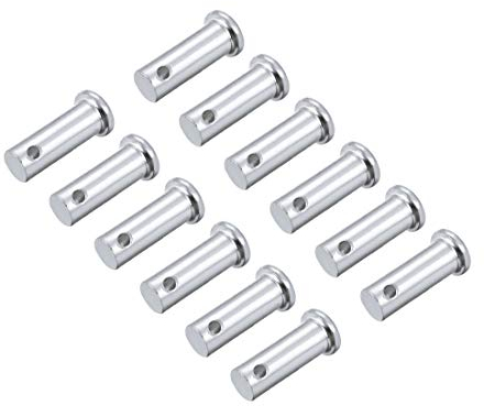 sourcing map 12 Stück Flachkopf Einloch Gabelkopf Rundbolzen Gabelbolzen, aus Verzinkung Massiver Stahl,10mm X 25mm
