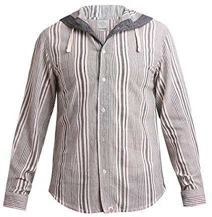 virblatt - Sommerhemd Herren | Baumwolle | Hippie Hemd mit Kapuze Fischerhemd Herren Kapuzenemd Herren Baumwollhemd Festival Sommer - Freidenker M grau