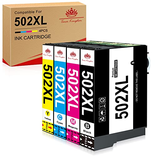 Toner Kingdom kompatibel mit Epson 502XL 502 Tintenpatronen Ersatz für Epson Expression Home XP-5105 XP-5100 XP-5150 XP-5155, Workforce WF-2860DWF WF-2865DWF WF-2880DWF WF2885DWF (4 Pakete)