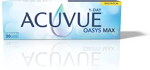 ACUVUE OASYS MAX 1-Day MULTIFOCAL Tageskontaktlinsen – 30 Gleitsichtlinsen für den Nah-, Zwischen- und Fernbereich – Tageskontaktlinsen mit -5.00 dpt und BC 8.4 – UV Schutz & angenehmes Tragegefühl