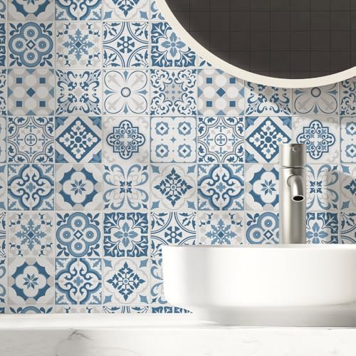 RE-COVERTILES - Adesivi per Piastrelle Bagno e Cucina 24 Pz 10x10 cm - PS00104 Decorazione murale in PVC Impermeabile mattonelle Mosaico Stile cementine Azulejos