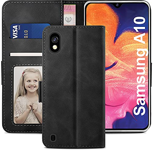 YATWIN Handyhülle für Samsung Galaxy A10 Hülle, Klapphülle Samsung Galaxy A10 Premium Leder Brieftasche Schutzhülle [Kartenfach][Magnet][Stand] Handytasche für Samsung Galaxy A10 Case, Schwarz