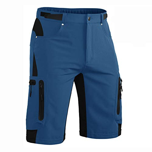 Hiauspor Kurze Hosen Herren, Leichte Wanderhose Atmungsaktiv Schnelltrocknen Cargo Bermuda Shorts Elastische Radlerhose MTB Fahrradhose Outdoorhose Sport Radhose Sommer mit 6 Taschen (Indigo, XXXL)