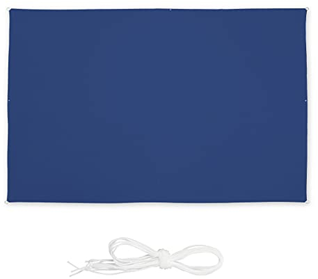 Relaxdays Sonnensegel rechteckig, 2 x 3 m, wasserabweisend, UV-Schutz, mit Spannseilen, Schattenspender, dunkelblau