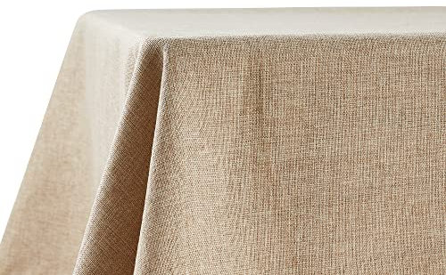 Decomira Tischdecke wasserabweisend Leinen-Optik | Fleckschutz, abwaschbar | Garten-Tischdecke Outdoor, Tischtuch Esstisch | Natur Beige - 110x140 cm