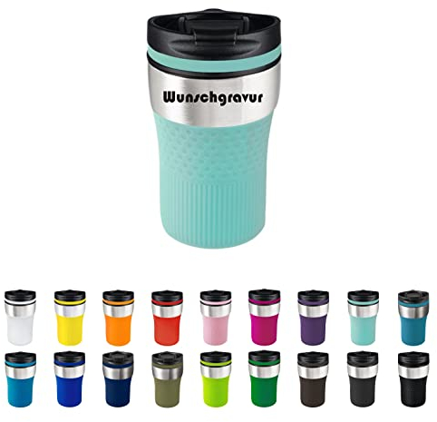 Schmalz Taza térmica Baya con grabado | Vaso de café para llevar | Termo | Sin BPA | Regalo personalizado | Nombre | Cumpleaños | Idea de regalo | 230 ml (Mint)