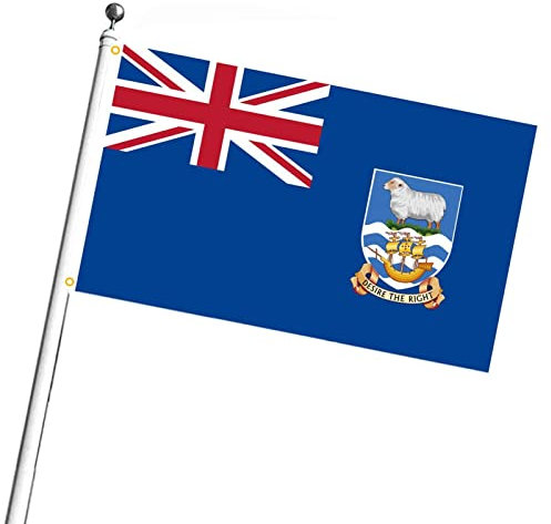Falklandinseln Flagge 3ftx5ft - Flagge von Boot und Baumhaus mit Ärmeln | Zum Gedenken an den Falklandkrieg, zeigen Sie Ihren Patriotismus, 3ftx5ft Jubiläum Bunting Platinums Dekorationen Msxu